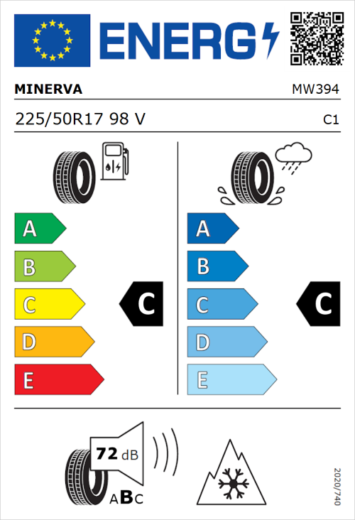 Tyre Label for Minerva Frostrack HP 225/50R17 98V
