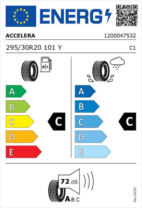 Tyre Label for Accelera PHI 2 295/30R20 101Y