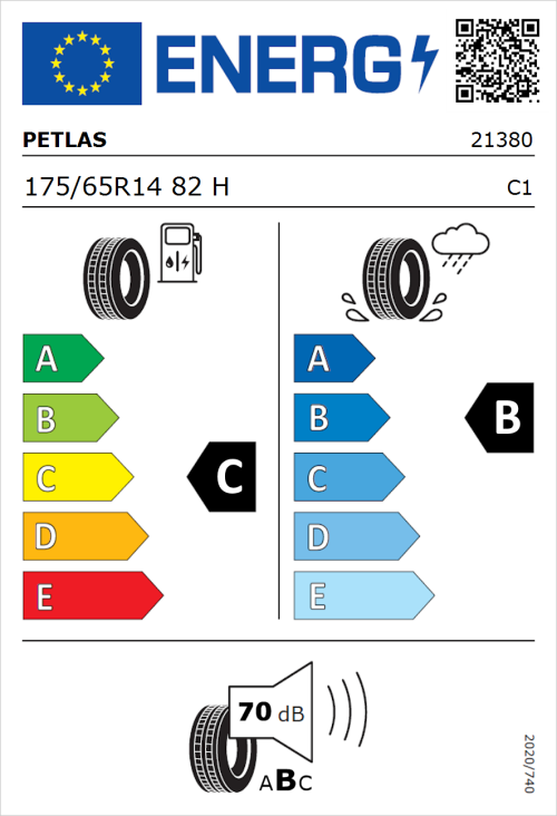 Tyre Label for Petlas Imperium PT515 175/65R14 82H